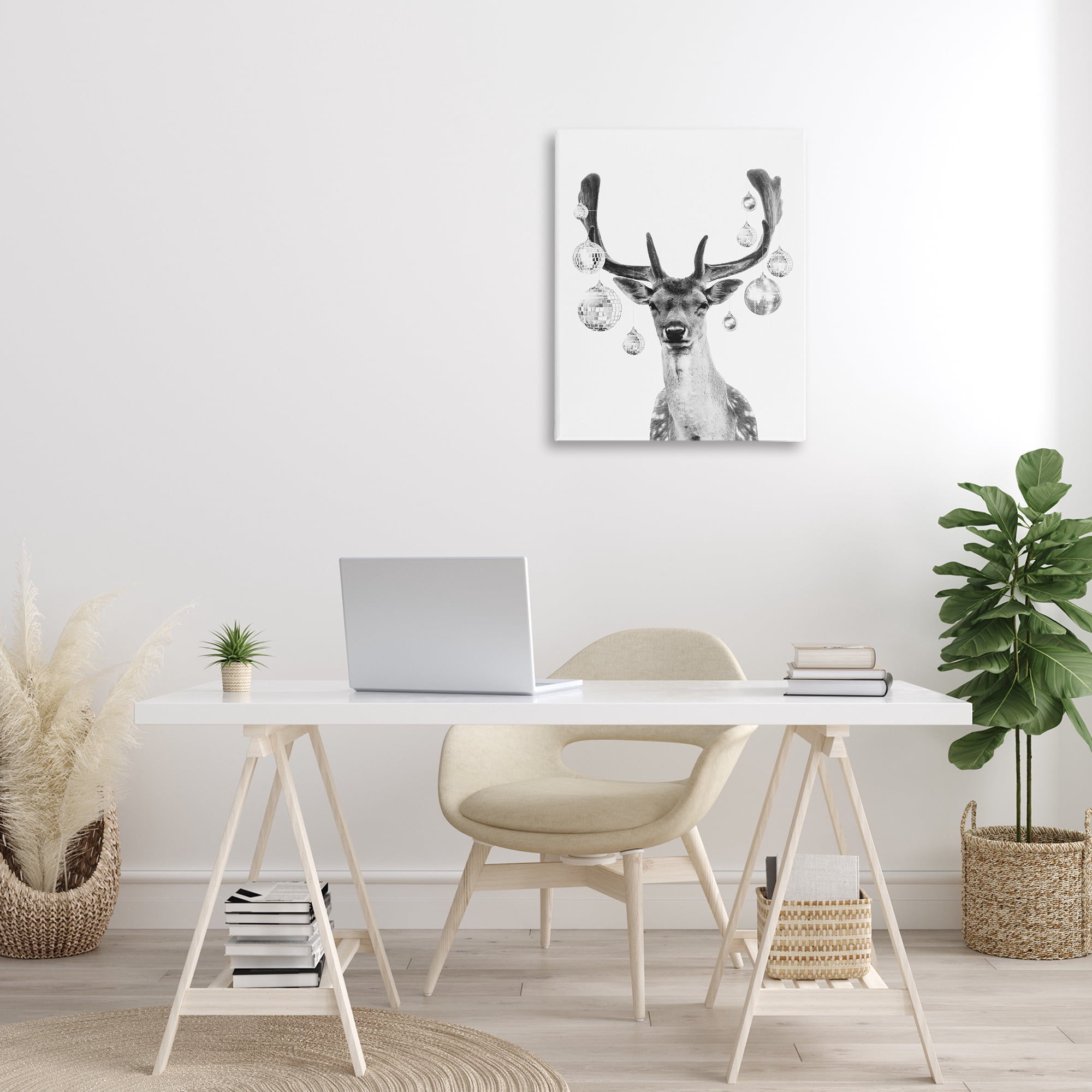 Stupell Industries Disco Balls & Fawn Animals & Insects Painting Gallery Wrapped Canvas Art Print Wall Art, 24 x 30