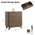 thumbnail image 2 of Ktaxon Solid Wood 3 Drawer Nightstand Fluted Bedside Table End Table, Brown, 2 of 8