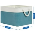 thumbnail image 2 of Fabric Storage Baskets 4Pack Storage Bins Decorative Basket for Gift, Clothes Bin with Rope Handle, Rectangle Baskets for Storage, Blankets(White&Teal,15x11x9.5 inch), 2 of 13