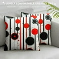 thumbnail image 3 of GOSMITH  Throw Pillow Covers Decorative Cushion Modern Abstract Red Black White and Grey Wavy Vertical Stripes Dot Polyester Pillow Cases Square Pillocases for Bed Sofa, 3 of 5