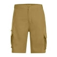 thumbnail image 4 of Mens Shorts Cargo, Elastic Waist Bermuda Shorts Summer Casual Loose Fit Multi Pockets Outdoor Jogger Short Cargos Light Brown L, 4 of 5