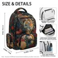 thumbnail image 5 of FUIALDOLG Oriental Tiger & Floral Print Casual School Backpack with Multi-Pocket Lightweight Casual Daypack, Padded Straps 17 Inch Bookbag for Travel Elementary School, 5 of 9