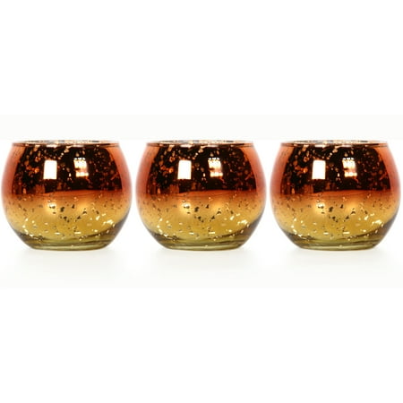 - Mainstays Amber and Gold Ombre Mercury Glass Roly Poly Candle Holder, Set of 3