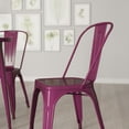 thumbnail image 3 of Merrick Lane Indoor/Outdoor Stacking Metal Dining Chair in Purple with Single Slat Back and Powder Coated Finish, 3 of 14