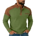 thumbnail image 3 of Men's Solid Color Long-Sleeved Stand-Up Collar Button-Up with Fake Pocket Patchwork Jacket, Classic Soft Fabric with Zipper Pocket for Outdoor Work Sports, 3 of 8