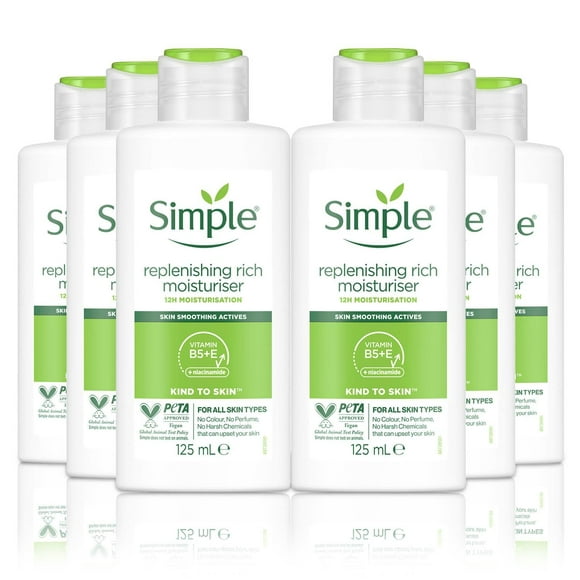 6 x Simple Kind to Skin Replenishing Rich Moisturiser 125ml
