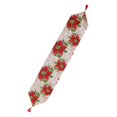 thumbnail image 2 of Christmas Table Runner Flag Printing Wear Dirt Resistant Xmas Christmas Table Flag for Christmas Table Cloth Decoration Large Red Flower Model, 2 of 9