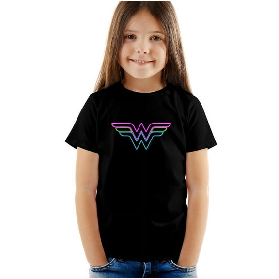 Dc Wonder Woman Neon Wonder Woman Kids T Shirt (2) for Youth Toddler Boys and Girls, Black