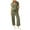 Army Green, variant on Summer Knit 2 Piece Outfits for Women Collared V Neck Tops with Drawstring High Waist Wide Leg Pants Loungewear Travel Sweatsuits Coffee XS