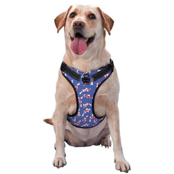 Fotbe Beautiful Koi Fish Arnés para Perro con Estampado –Chaleco Ajustable Acolchado con Asa de Control para Perros Grandes-Medium