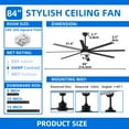 thumbnail image 4 of Dextrus 84" Large Ceiling Fan with Lights and Remote 8 Blades 6-Speed Dimmable Indoor Outdoor Ceiling Fan for Patio Living Room Garage, Black, 4 of 10