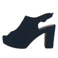 thumbnail image 2 of YDN Women's Peep Toe Sandals Block High Platform Heels with Buckle Strap Slingback Casual Daily Date Outfit Shoes Size 7 Blue, 2 of 4