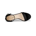 thumbnail image 4 of BLISSFUL STEP Women's Ruffle Ankle Strap Low Block Heels Black 5, 4 of 8