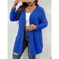 thumbnail image 5 of Essential Solid Fluted Sanding Open Front Knitted Cardigan Sweater for Women Blue 5XL, 5 of 8