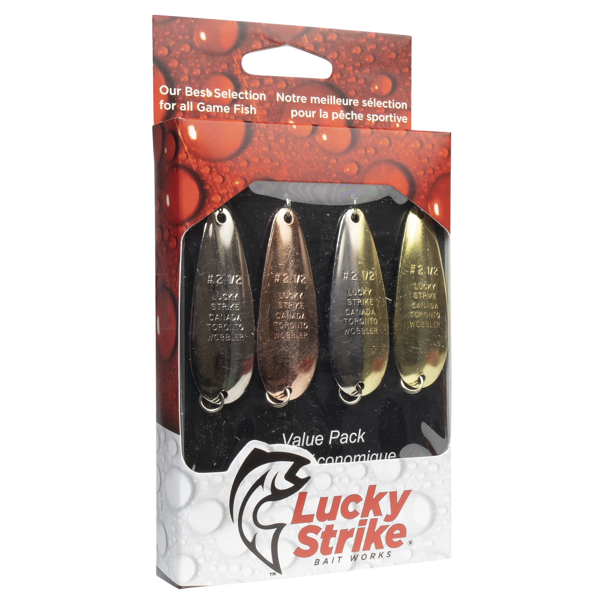 Lucky Strike Toronto Wobbler – Ensemble de 4 – Plaqué – Leurre de pêche
