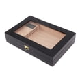 thumbnail image 4 of Humidificador de cigarros Caja de escritorio de madera para cigarros con humidificador higrómetro Estuche para cigarros superior de acrílico transparente para 20 cigarros negro, 4 of 10