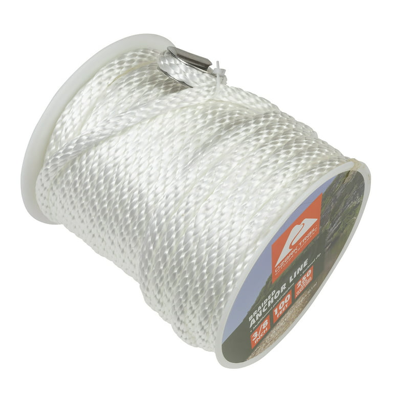 Rainier Supply Co. Boat Anchor Line - 100 ft x 3/8 inch Anchor Rope -  Double Braided Nylon Anchor Boat Rope with 316SS Thimble and Heavy Duty  Marine