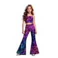 thumbnail image 2 of FYDUU Pants for Girls Sequin Flared Leggings Fashion Print Performance Dance Pants for Kids Bell-Bottoms Party Wear Versatile Pant 11-12 Years, 2 of 7