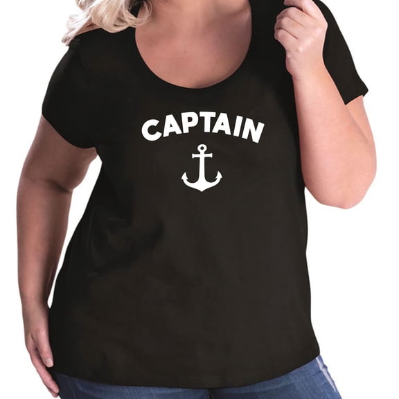 Captain Womens Plus Size Scoopneck T