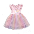 thumbnail image 3 of Bellafa Little Girl Unicorn Tutu Dress Ruffle Sleeve Easter Cotton Rainbow Tulle Sundress Birthday Wedding Party Princess Dresses, 3 of 5