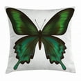 thumbnail image 1 of Swallowtail Butterfly Throw Pillow Cushion Cover, Realistic Exotic Wildlife Creature in Green Tones, Decorative Square Accent Pillow Case, 18 X 18 Inches, Olive Green Jade Green Black, by Ambesonne, 1 of 2