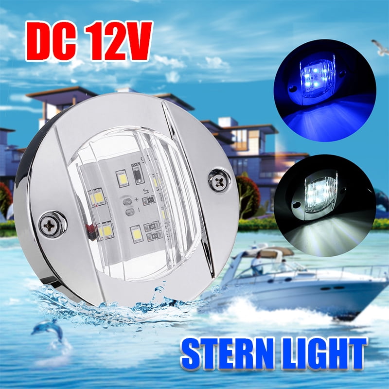 IP67 Waterproof 2.9" inch Round Navigation Lights Chrome Boat Marine Clear Lens Blue White 6