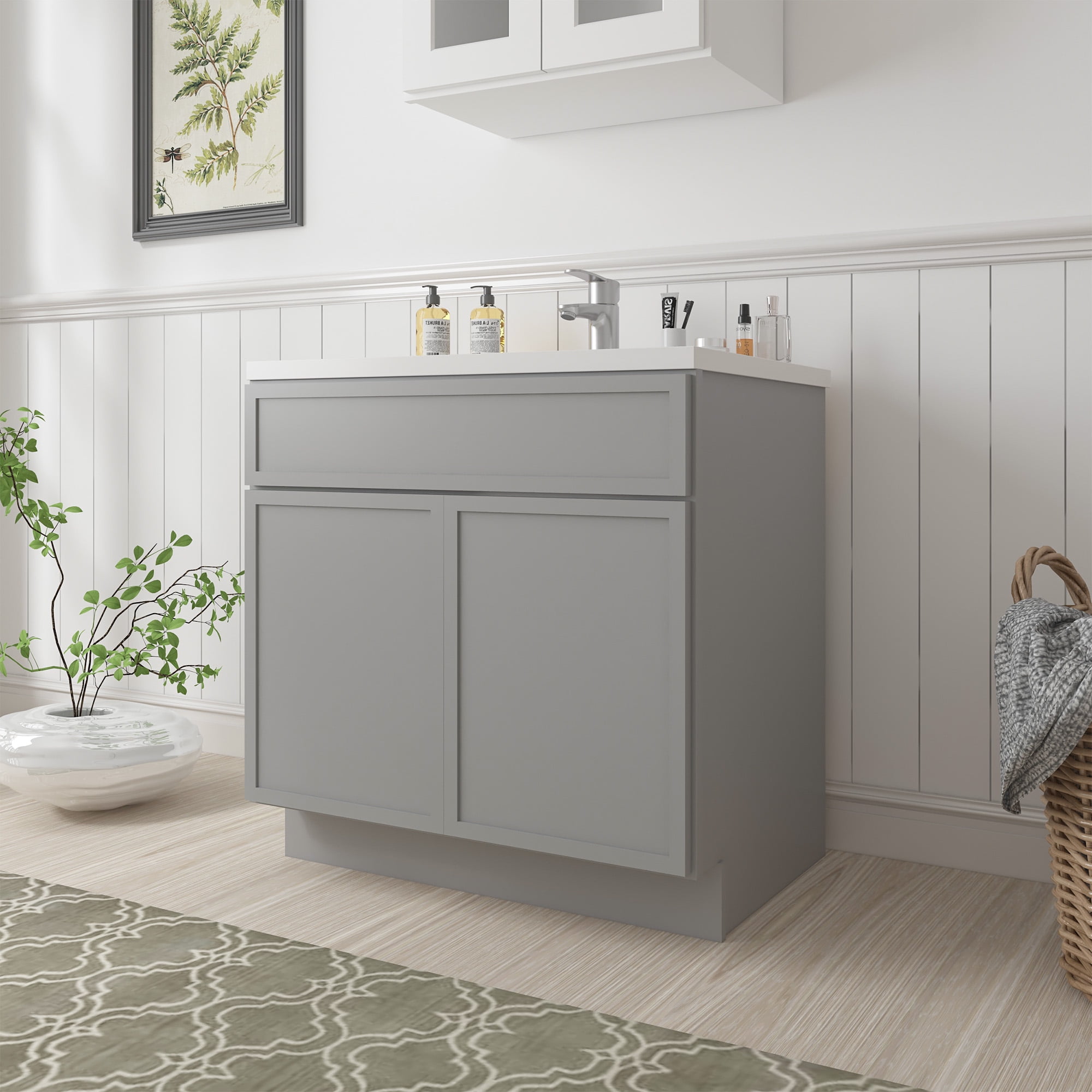 Vanity Art 39" W Birch Plywood Freestanding Single Base Storage Cabinet with Soft Close Doors