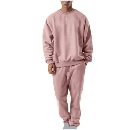 FAIWAD Men s Casual Workout Suit Long Sleeve Drop Shoulder Top and Jogger Pants Lightweight Loose Sweatsuit