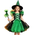 thumbnail image 3 of NordicNest Halloween Dress for Girls Playful Mesh Fly Sleeve Puffy Dress for Theme Party Holiday Clothes Green,2-3 Years, 3 of 3