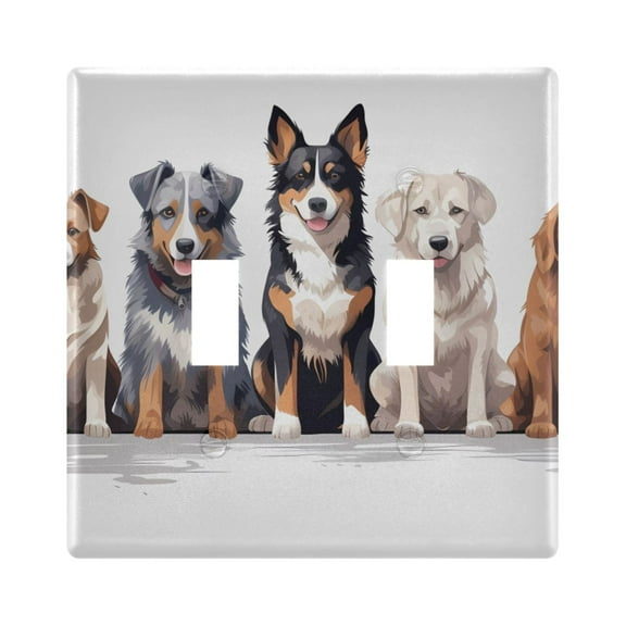2 Gang Switch Covers Dogs Light Wall Plate Home Faceplate Switch Plates 4.56”x4.48”