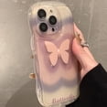 thumbnail image 4 of Butterfly Phone Case for iPhone 14, Cute Korea Clear Pink Gradient 3D Butterfly Phone Cover with Butterfly Holdstand for Women Girls, 4 of 12