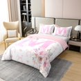 thumbnail image 3 of Erosebridal Housse de Couette 100 % Coton pour Filles, Format Simple, Ensembles de Literie Rose Pâle Format Simple, Décor Lettre Initiale m, Réversible 2 Pcs (Sans Couette), 3 of 8