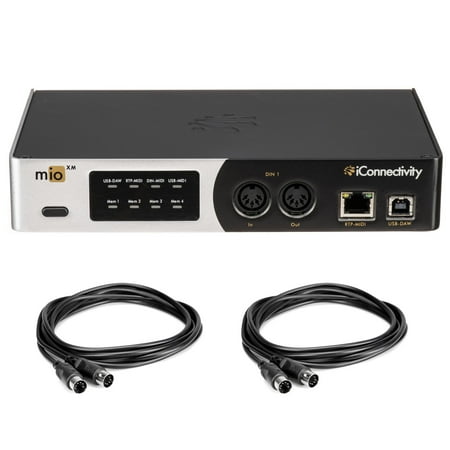 iConnectivity MioXM USB to MIDI Interface for Mac or PC with 2 Hosa MID-310 Black MIDI Cables