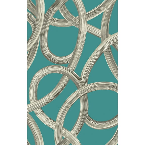 ohpopsi Calix Turquoise Twisted Geo Wallpaper, 19.7-in by 33-ft, 54.18 sq. ft.