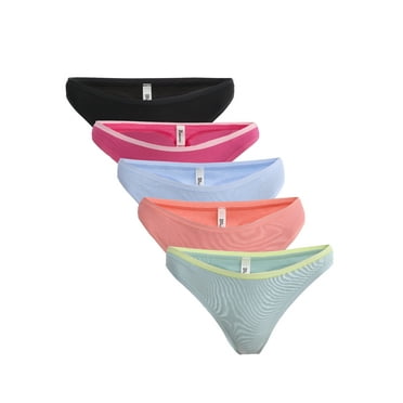 No Boundaries Cotton Thong Panties, 5-Pack, Women’s and Women’s Plus