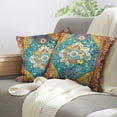 thumbnail image 5 of Boho Orange Blue Throw Pillow Covers 20x20 inch Set of 2, Bohemian Carpet Double Sided Pattern Soft Plush Cushion Cover for Couch Sofa Bed Decorative, Only Pillowcase (No Insert), 5 of 6
