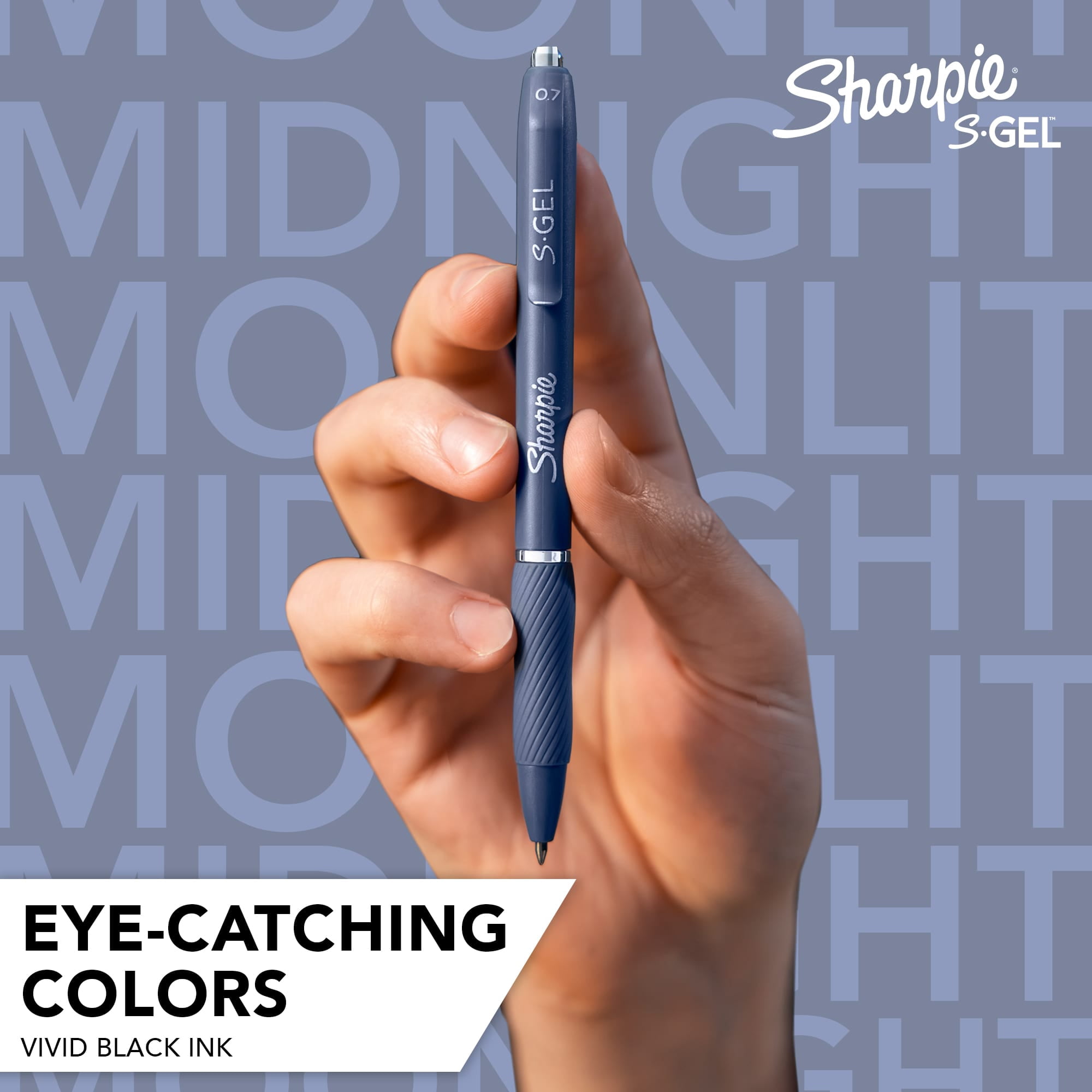 Sharpie S-Gel, Gel Pens, Medium Point (0.7mm), Moonlit Midnight Barrel, Black Ink, 4 Count