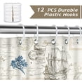 thumbnail image 3 of Nautical Coastal Shower Curtain 72 x 72 Inch Vintage Sailboat Compass Lighthouse Anchor Ocean Beach Seahorse Seashell Starfish Shower Curtains for Bathroom Decor, with 12 Hooks, 3 of 6