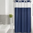 thumbnail image 3 of Ikfashoni Hookless Shower Curtain with Snap in Liner,Navy Waffle Weave Waterproof Fabric Mesh Window Bathroom Curtain,36"X74", 3 of 8
