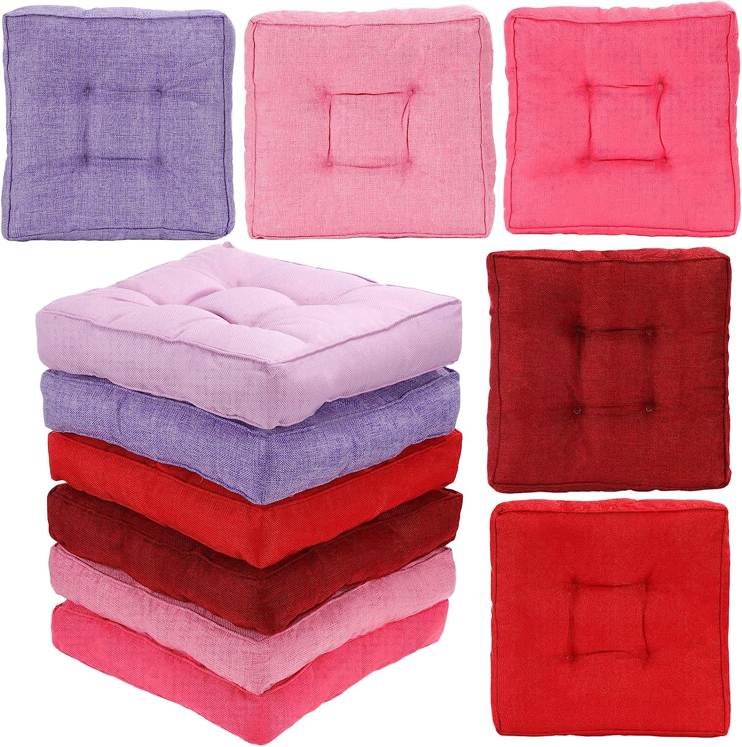 SHMAMT 6 Count Floor Pillows Outdoor Sitting Solid Square Soft