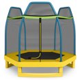 thumbnail image 3 of Resenkos 7 Feet Kids Recreational Bounce Jumper Trampoline-Yellow, Trampoline with Enclosure, Great Mini Trampoline for Indoor/Garden Workout, 3 of 9