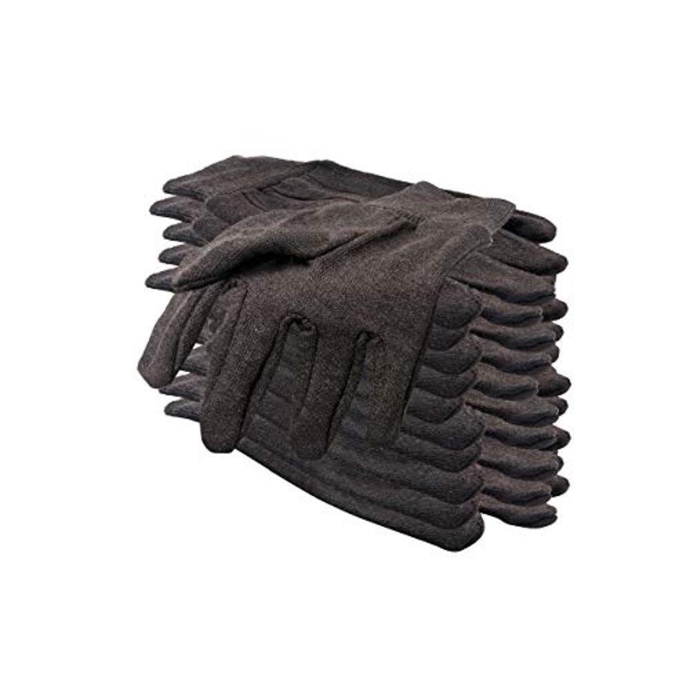 12 Pack Brown Jersey Gloves for Men 10". Reusable Washable Glove with