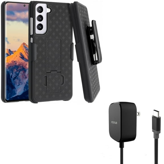 Swivel Holster Case Belt Clip w 5ft Long 15W Fast Home Charger for Samsung Galaxy S21 FE 5G