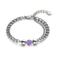 thumbnail image 1 of Bracelet Chaîne en Pierre Précieuse Améthyste x Argent, 1 of 9