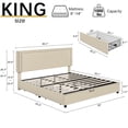 thumbnail image 4 of VECELO King Size Bed with 4 Storage Drawers Upholstered Platform Bed Adjustable with Nailhead Trim Headboard Wooden Slats Support Bed Frame, Beige, 4 of 8