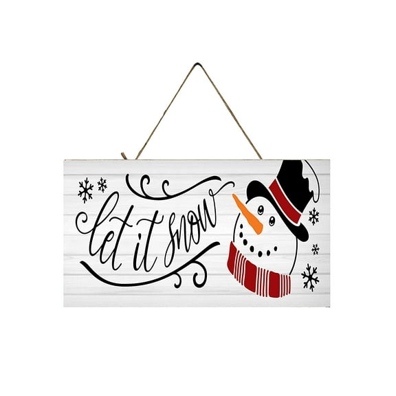 MUCHENGGIFT Let it Snow Snowman Head Christmas Sign Handmade Wood Sign