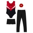 thumbnail image 5 of vastwit Gymnastics Outfit for Girls 4pcs Figure Ice Skating Training Suit Dance Leotard with Shorts Leggings Hairband Burgundy&Black 12, 5 of 8