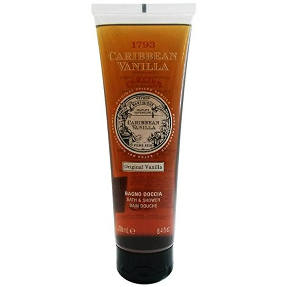 Perlier: "1783 Caribbean Vanilla" Bath & Shower, Original Vanilla Scent 8.4 Fluid Ounces (250mL) Bottle [ Italian Import ]