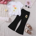 thumbnail image 2 of HCNTES Children Girls' Clothing Sets Kids Girls Fashion Short Sleeve Crew Neck Tops Wide Leg Pants Sweatsuit with Pocket Little Girls Summer School Clothing Set(D01-I,2-3 Years), 2 of 4