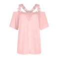 thumbnail image 5 of Kopltyrfg Womens Sexy Cold Shoulder Tops, Casual Off Shoulder Open Shoulder Shirts Pink XS, 5 of 6